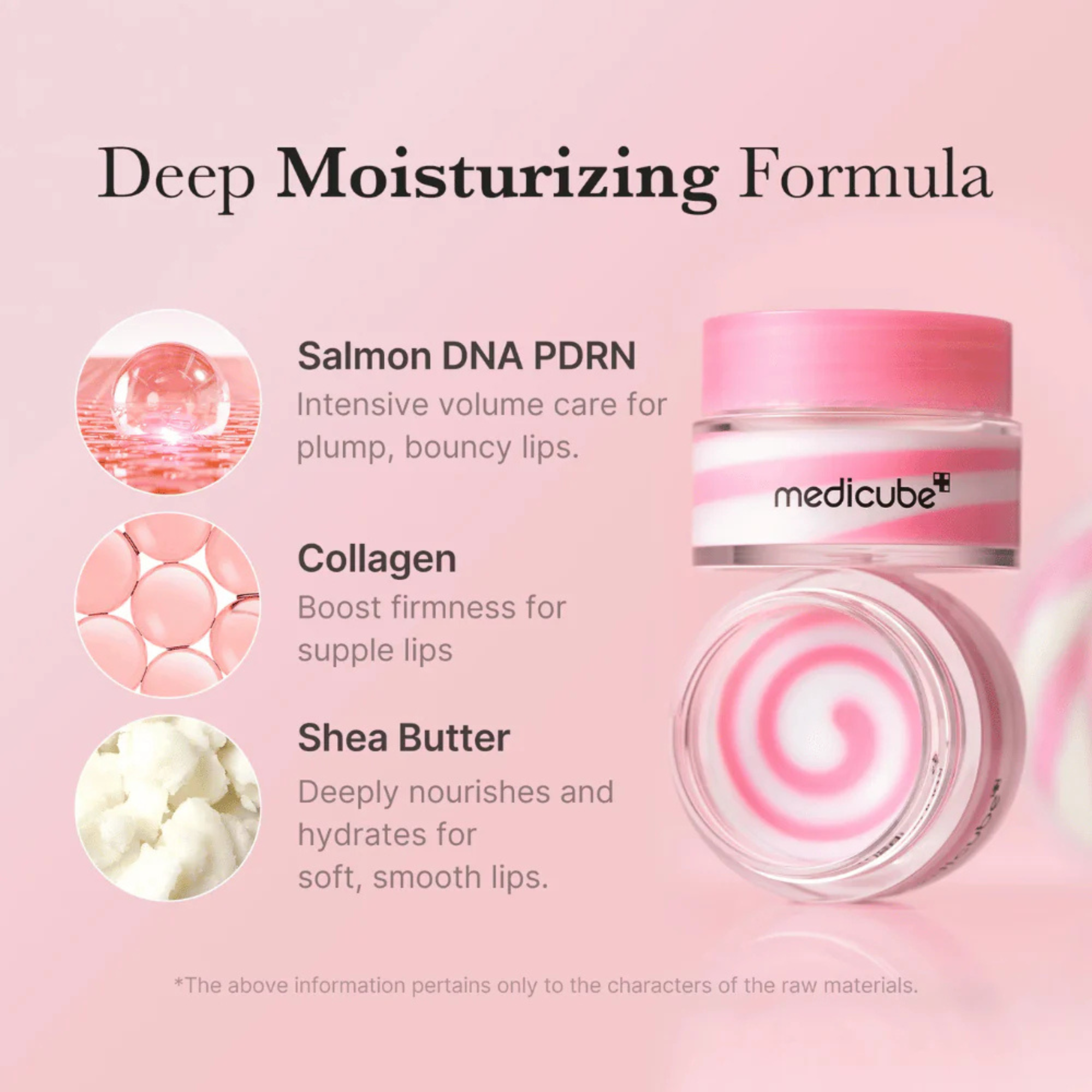 Die Medicube PDRN Lip Sleeping Mask in einem rosa-weißen Tiegel enthält feuchtigkeitsspendende und straffende Inhaltsstoffe wie Lachs-DNA PDRN, Kollagen und Sheabutter.