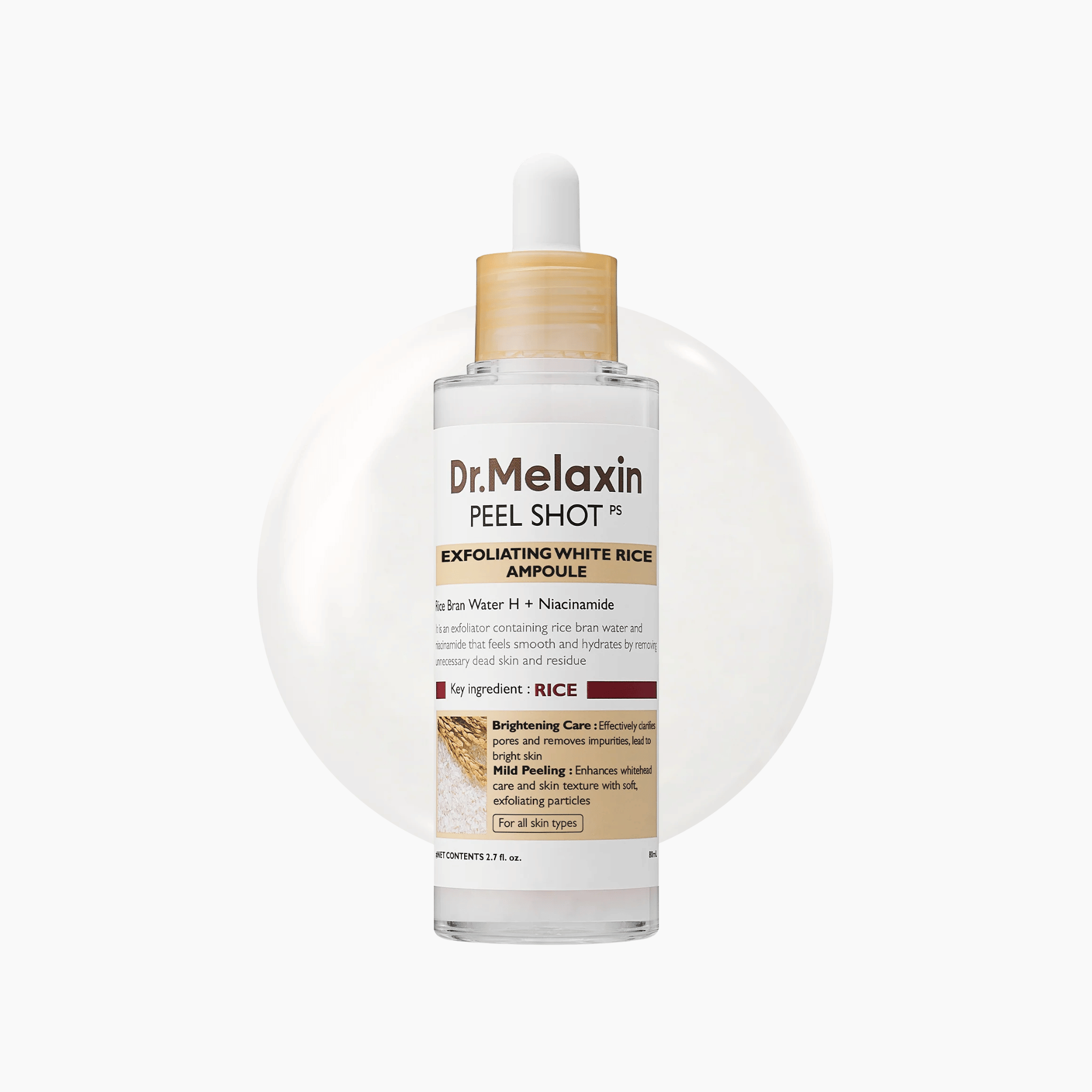 Dr.Melaxin Peel Shot Exfoliating White Rice Ampoule 80ml - cosmadic