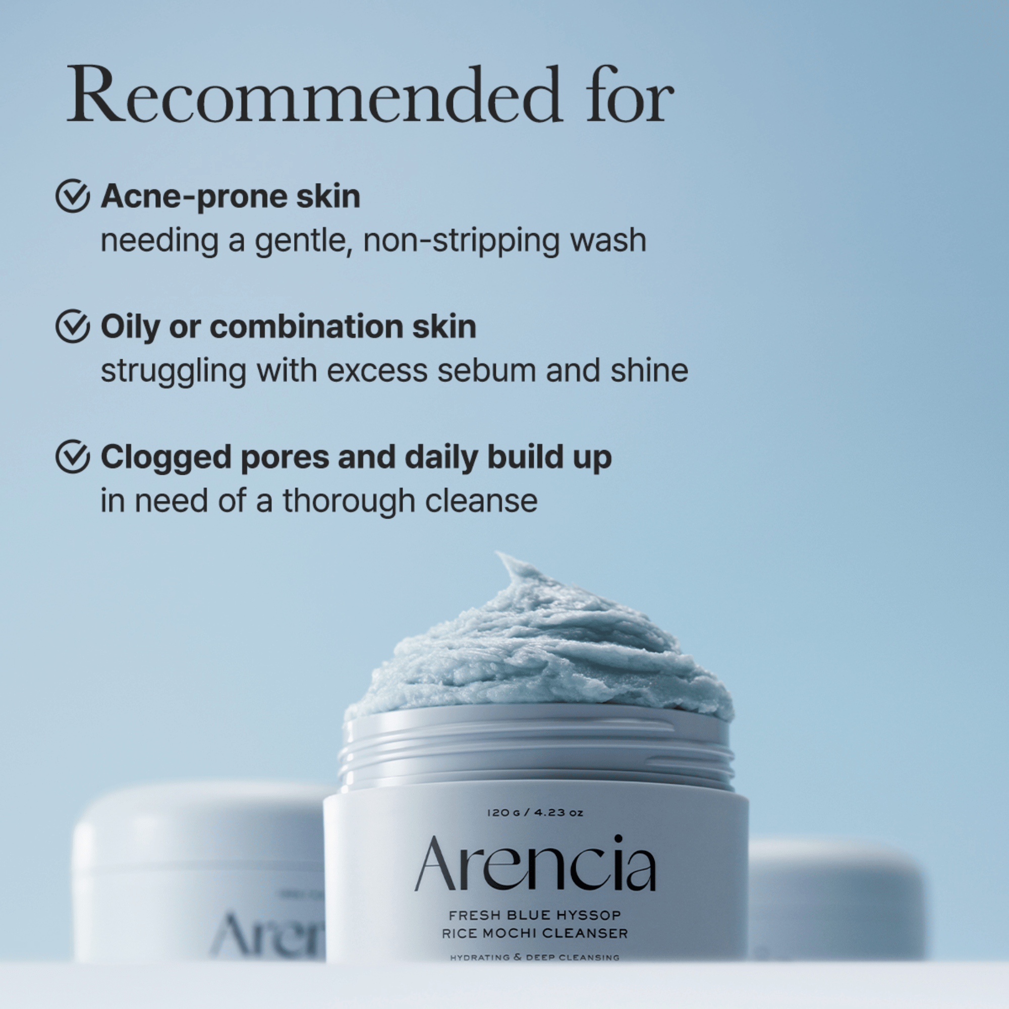 Arencia Fresh Blue Hyssop Rice Mochi Cleanser - cosmadic