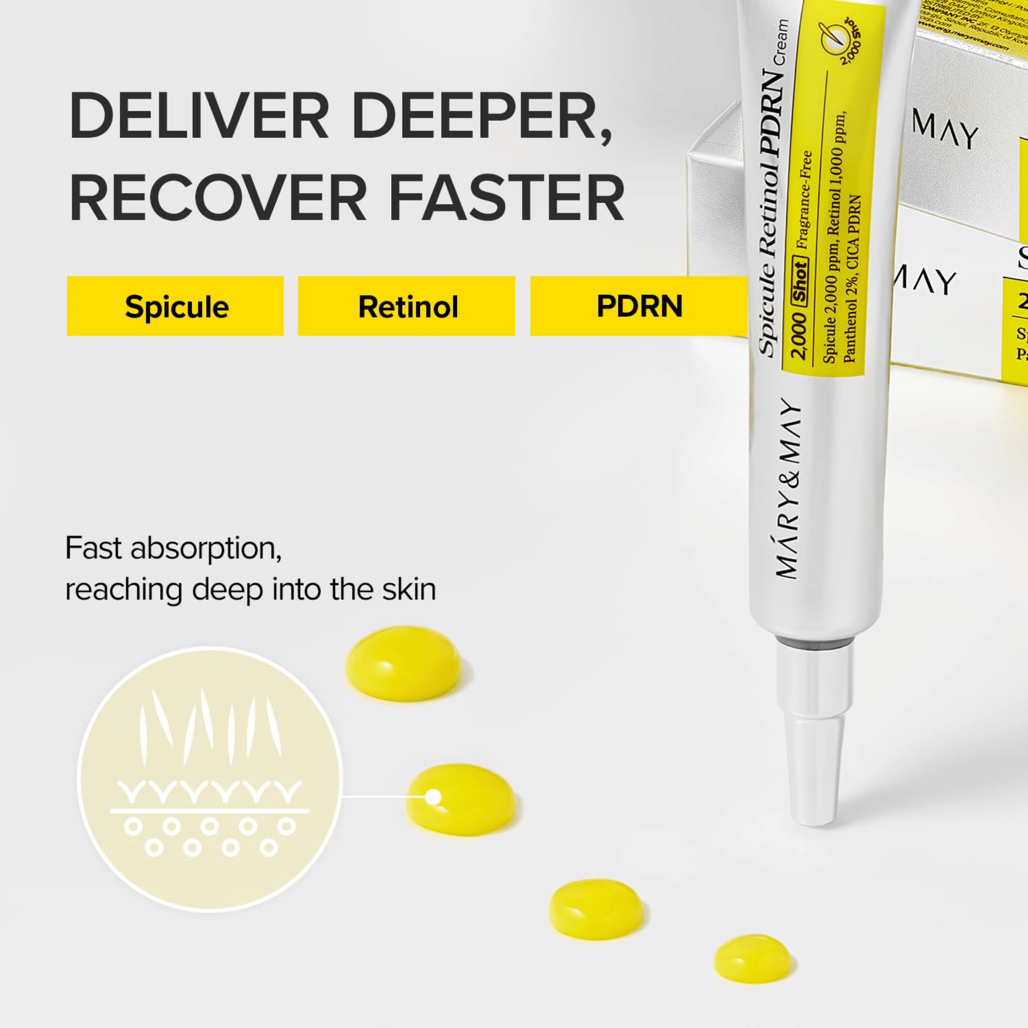 MARY & MAY Spicule Retinol PDRN Cream 15g - cosmadic