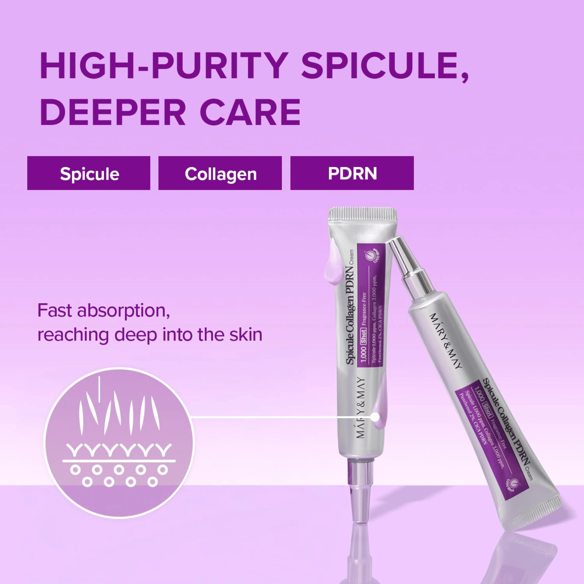 MARY & MAY Spicule Collagen PDRN Cream 15g - cosmadic