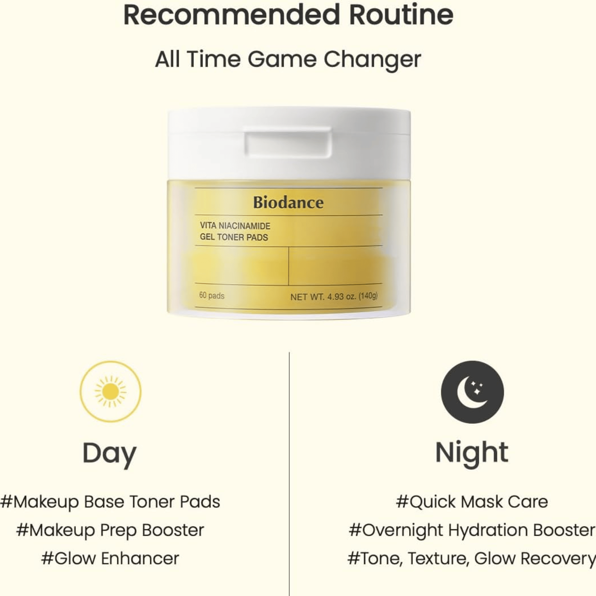 Biodance Vita Niacinamide Gel Toner Pad 60 Pads - cosmadic