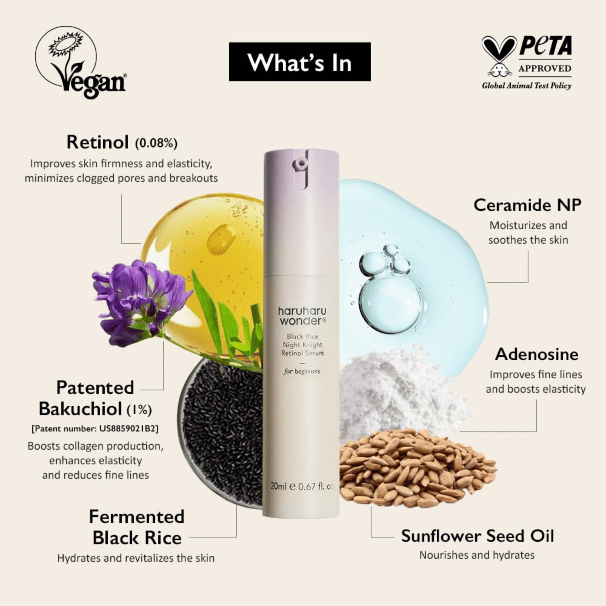 HaruHaru Wonder Black Rice Night Knight Retinol Serum 20ml - cosmadic