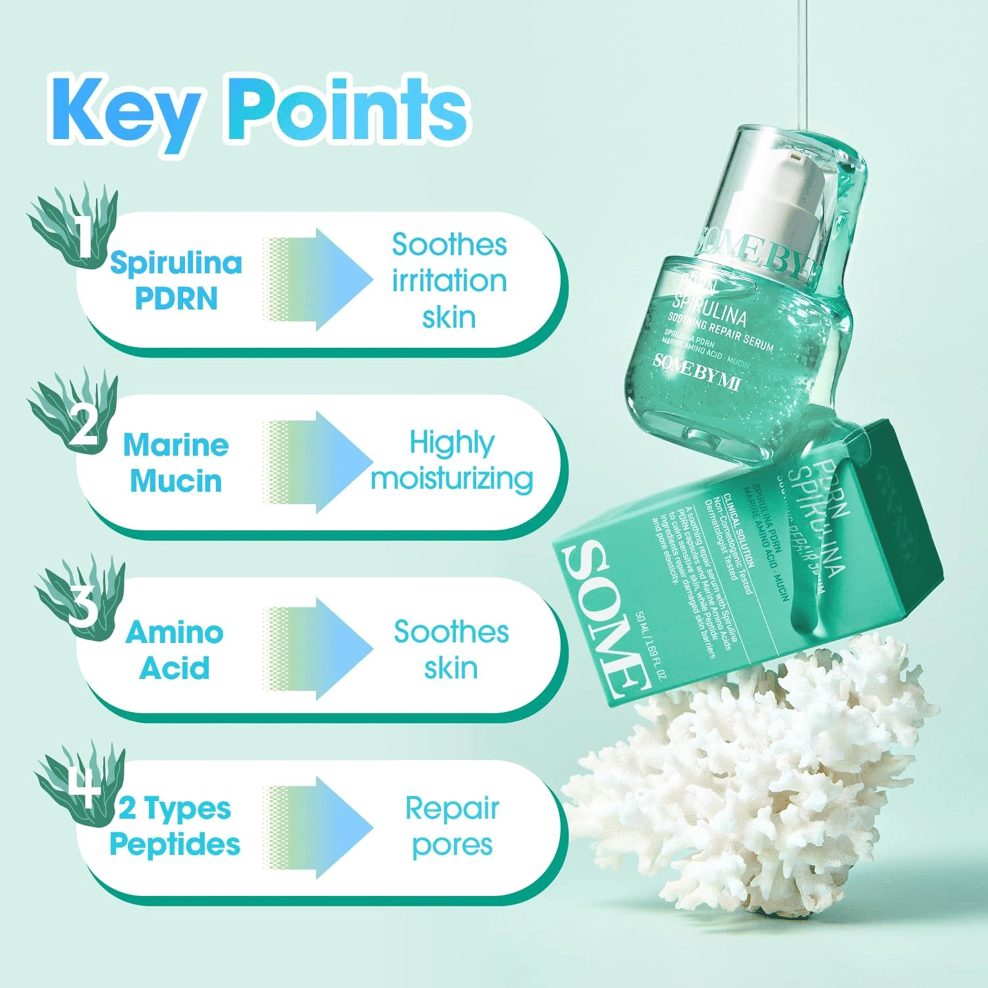 SOME BY MI PDRN Spirulina Soothing Repair Serum 50ml - cosmadic