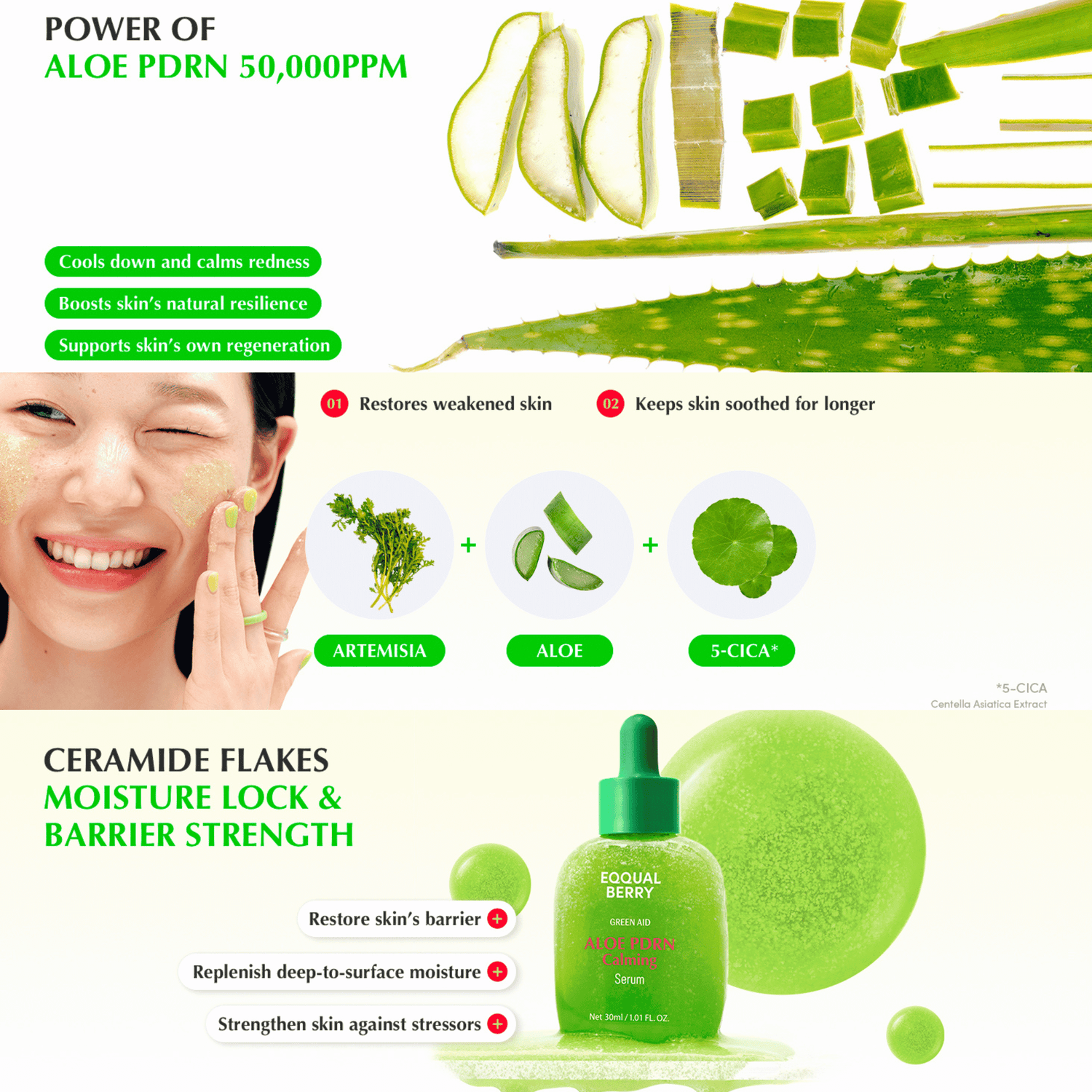 EQQUALBERRY Aloe PDRN Calming Serum 30ml - cosmadic