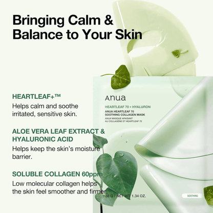 Anua Heartleaf 70 Soothing Collagen Mask 1 Stück - cosmadic