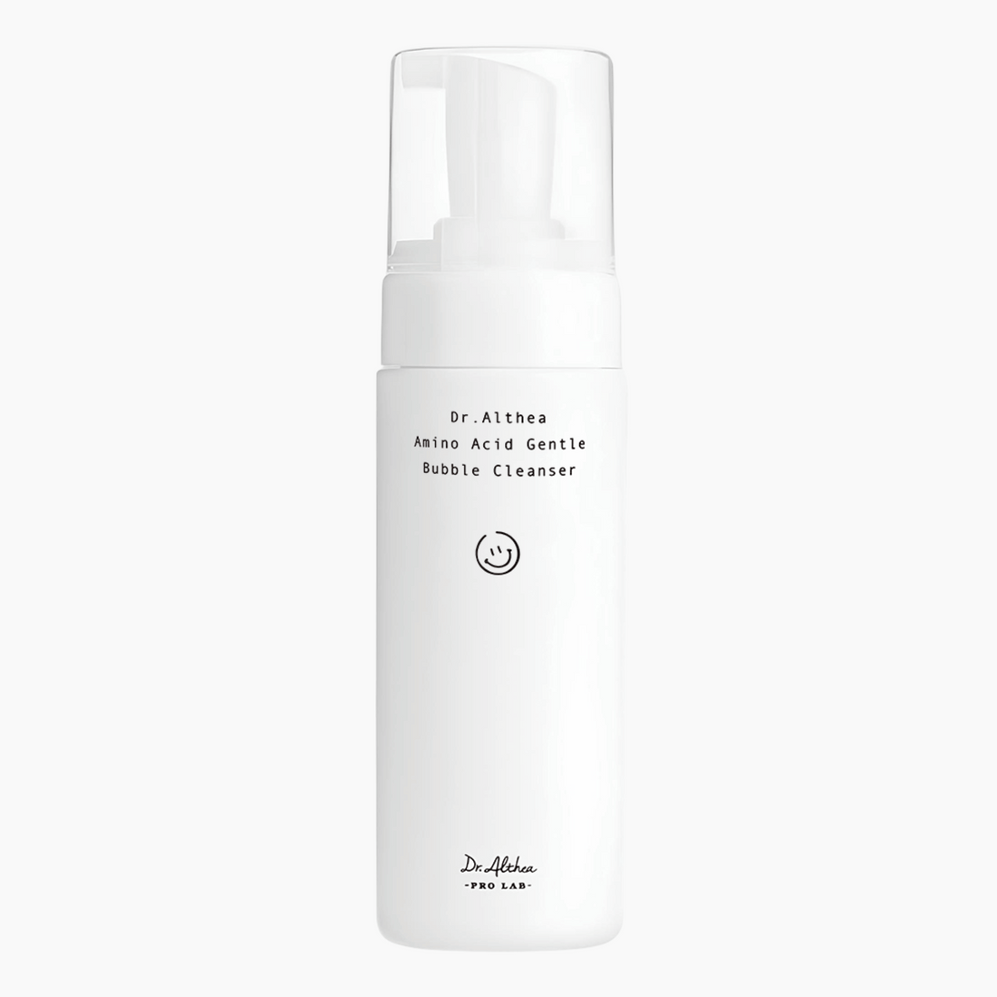 Dr. Althea Amino Acid Gentle Bubble Cleanser in einer weißen Pumpflasche mit einfachem schwarzem Text.