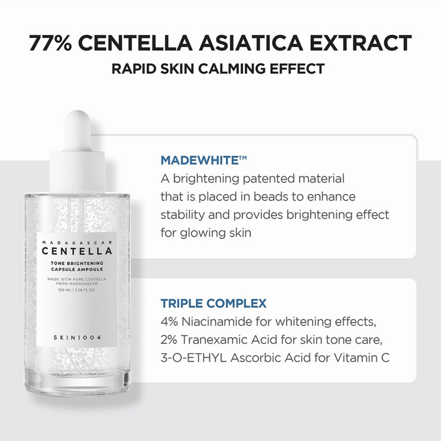 Skin1004 Madagascar Centella Tone Brightening Capsule Ampoule 100ml - cosmadic