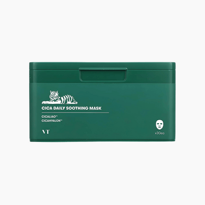 VT Cica Daily Soothing Mask in grüner Spenderbox mit 30 Tuchmasken