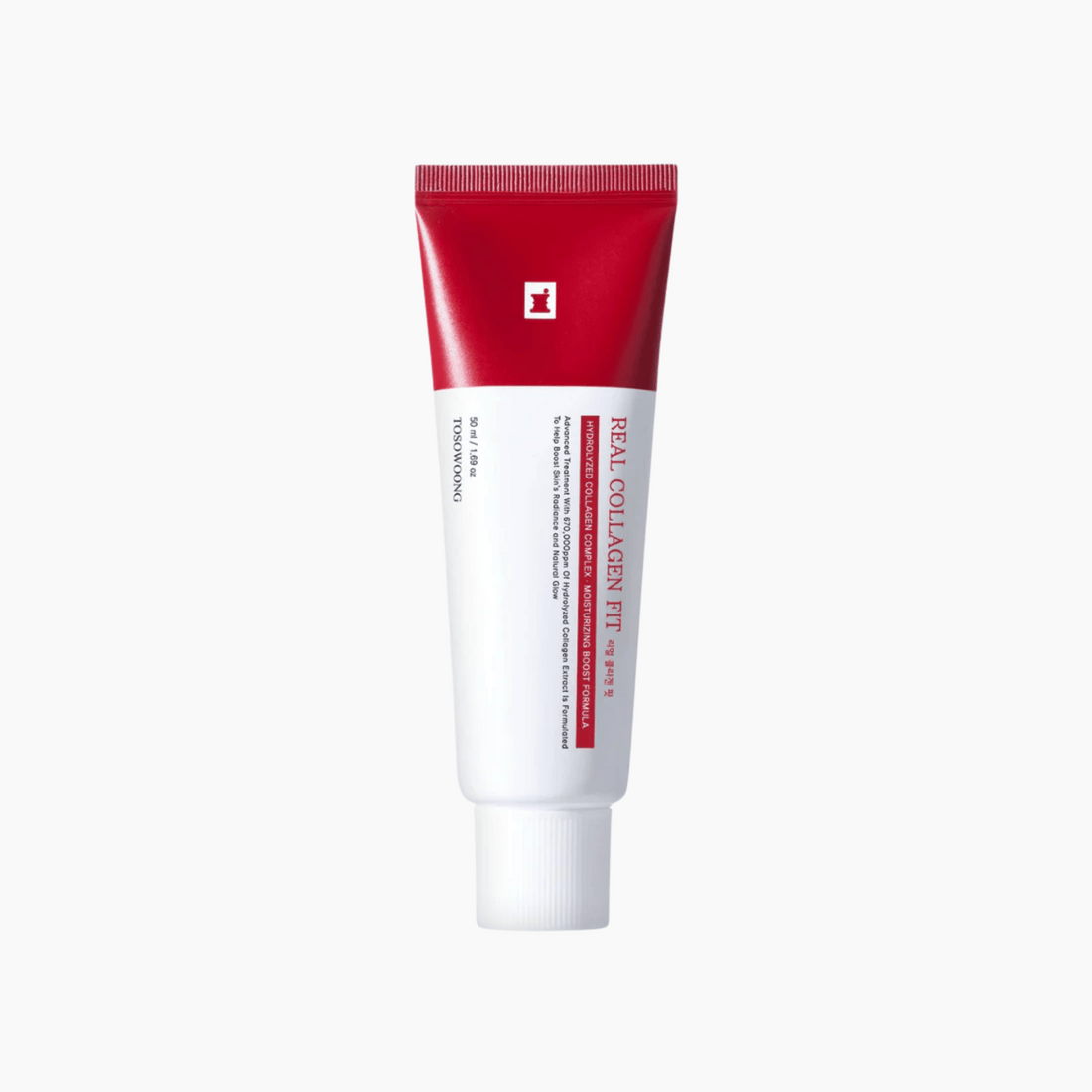 Tosowoong Real Collagen Fit Cream 35ml in rot-weißer Tube, festigende korean skincare mit hochkonzentriertem Kollagen
