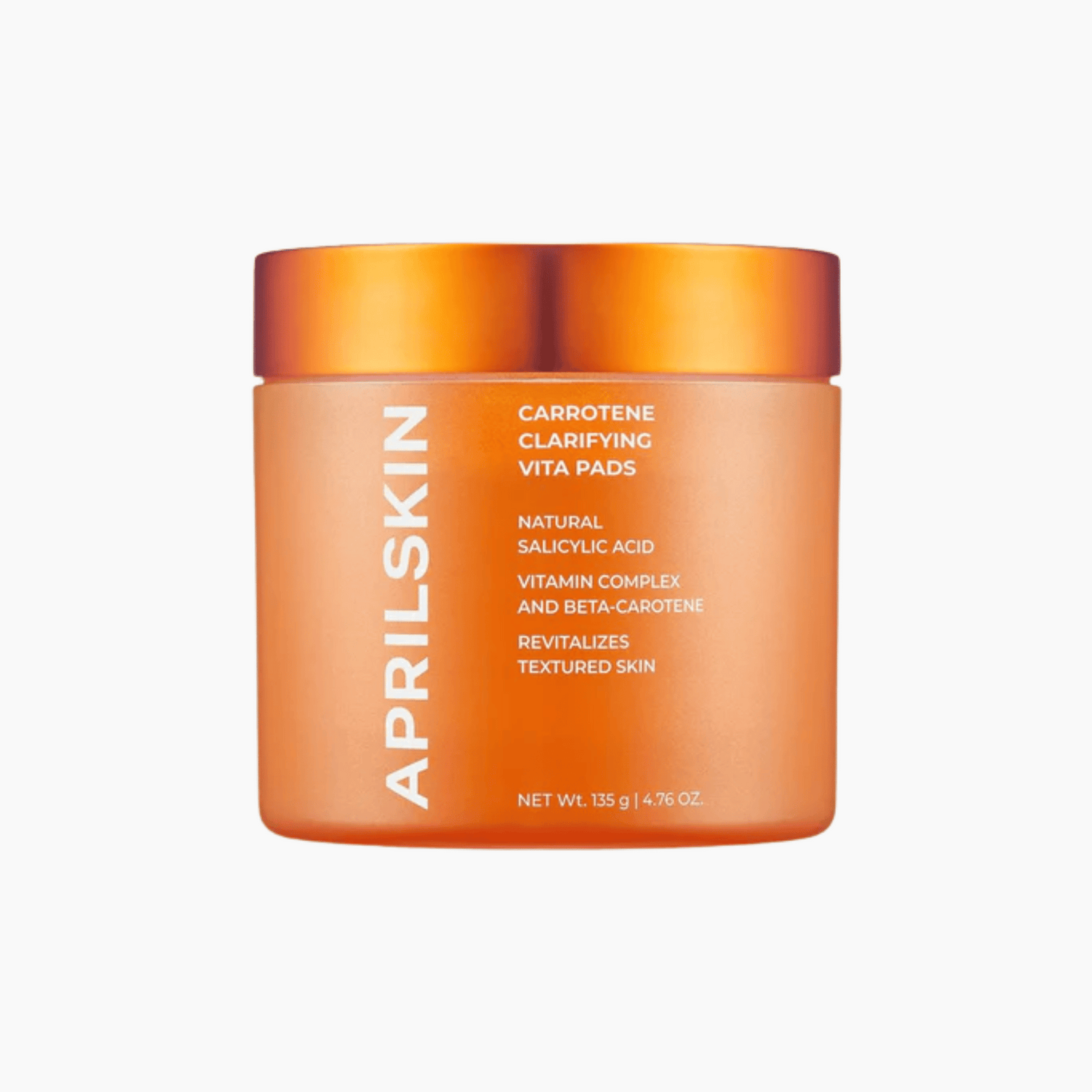 Ein orangefarbener Behälter Aprilskin Carrotene Clarifying Vita Pads.