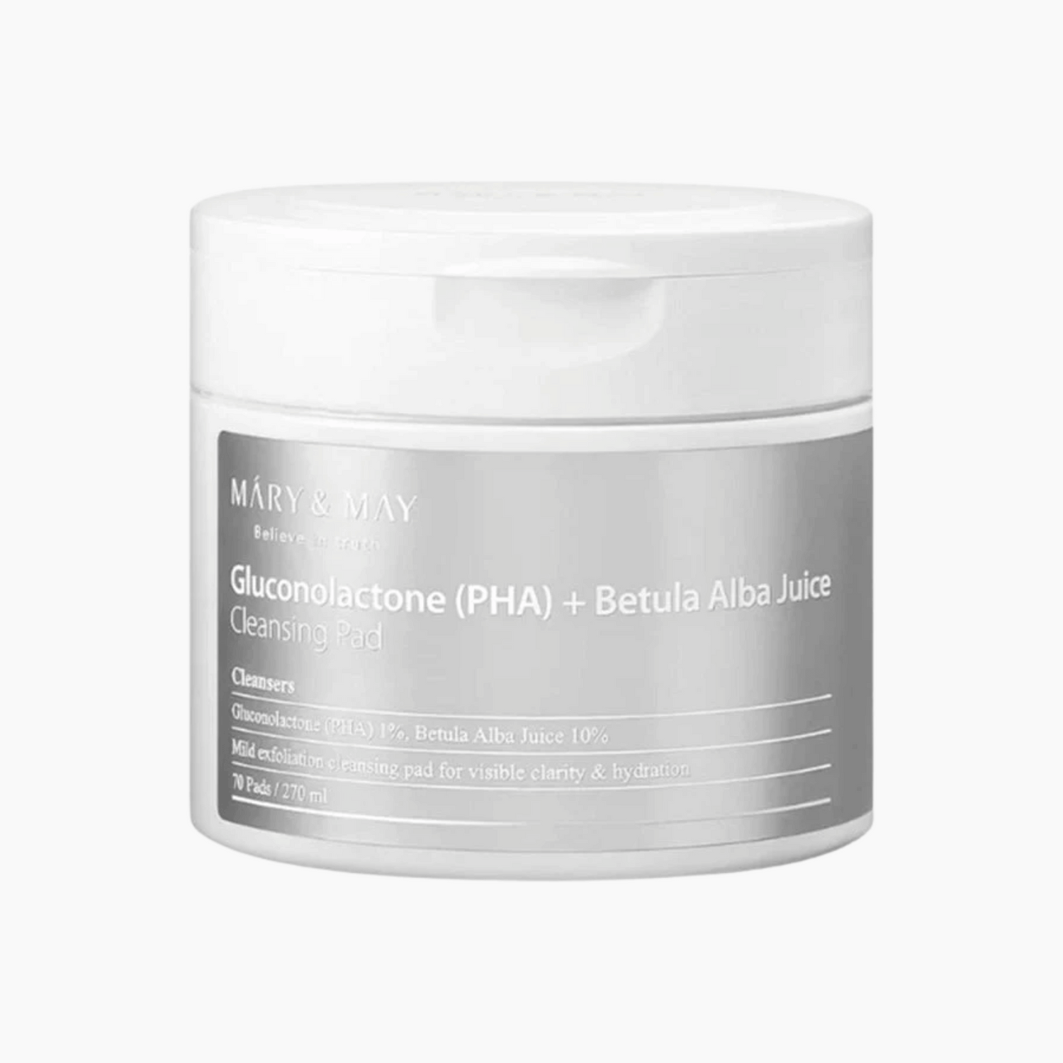 MARY &amp; MAY Gluconolactone (PHA)+Betula Alba Juice Cleansing Pad 70 Pads - cosmadic