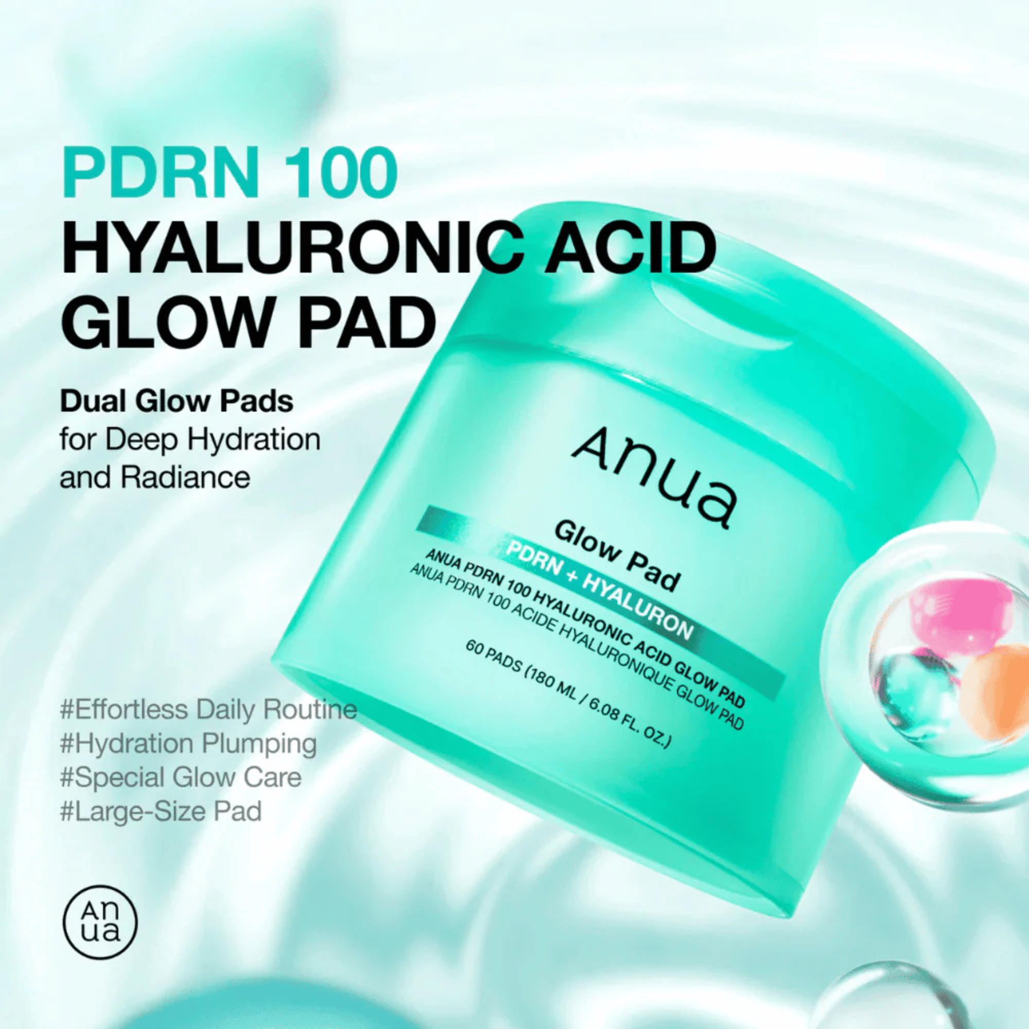 Anua PDRN 100 Hyaluronic Acid Glow Pad 60 Pads - cosmadic