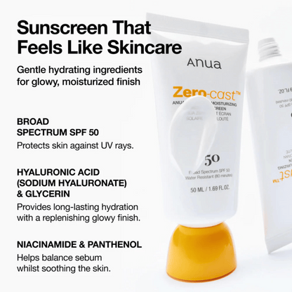 Anua Zero-Cast Moisturizing Finish Sunscreen 50ml - cosmadic