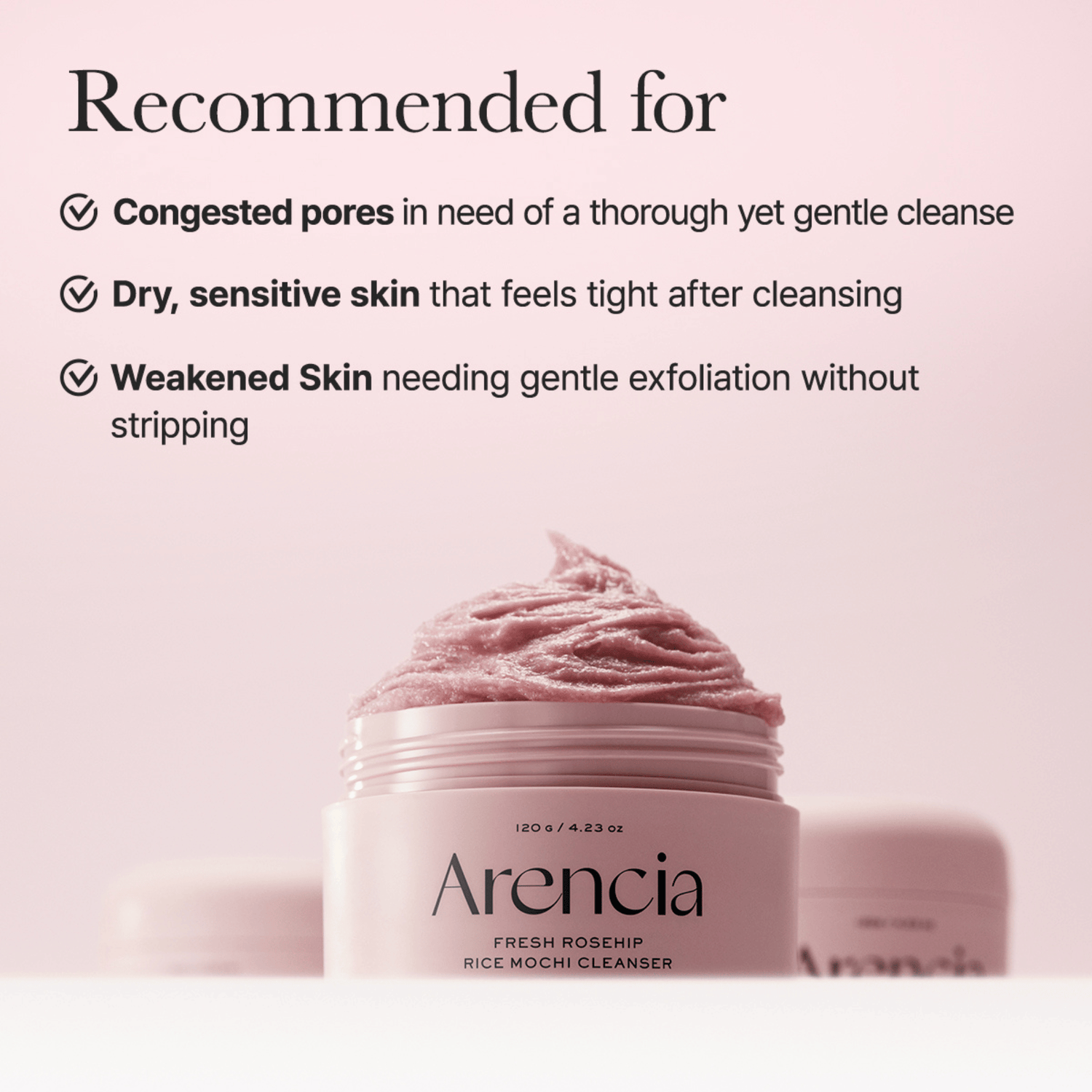 Arencia Fresh Rosehip Rice Mochi Cleanser - cosmadic