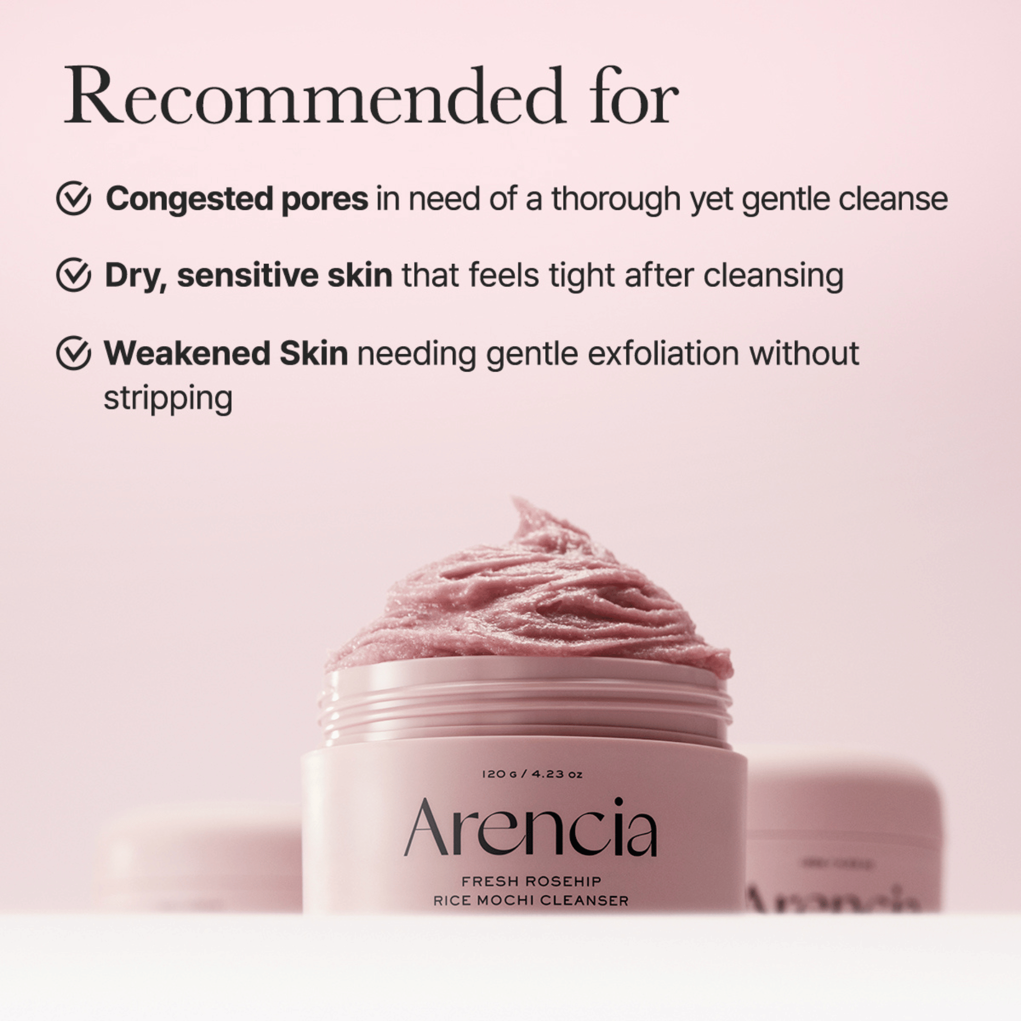Arencia Fresh Rosehip Rice Mochi Cleanser - cosmadic