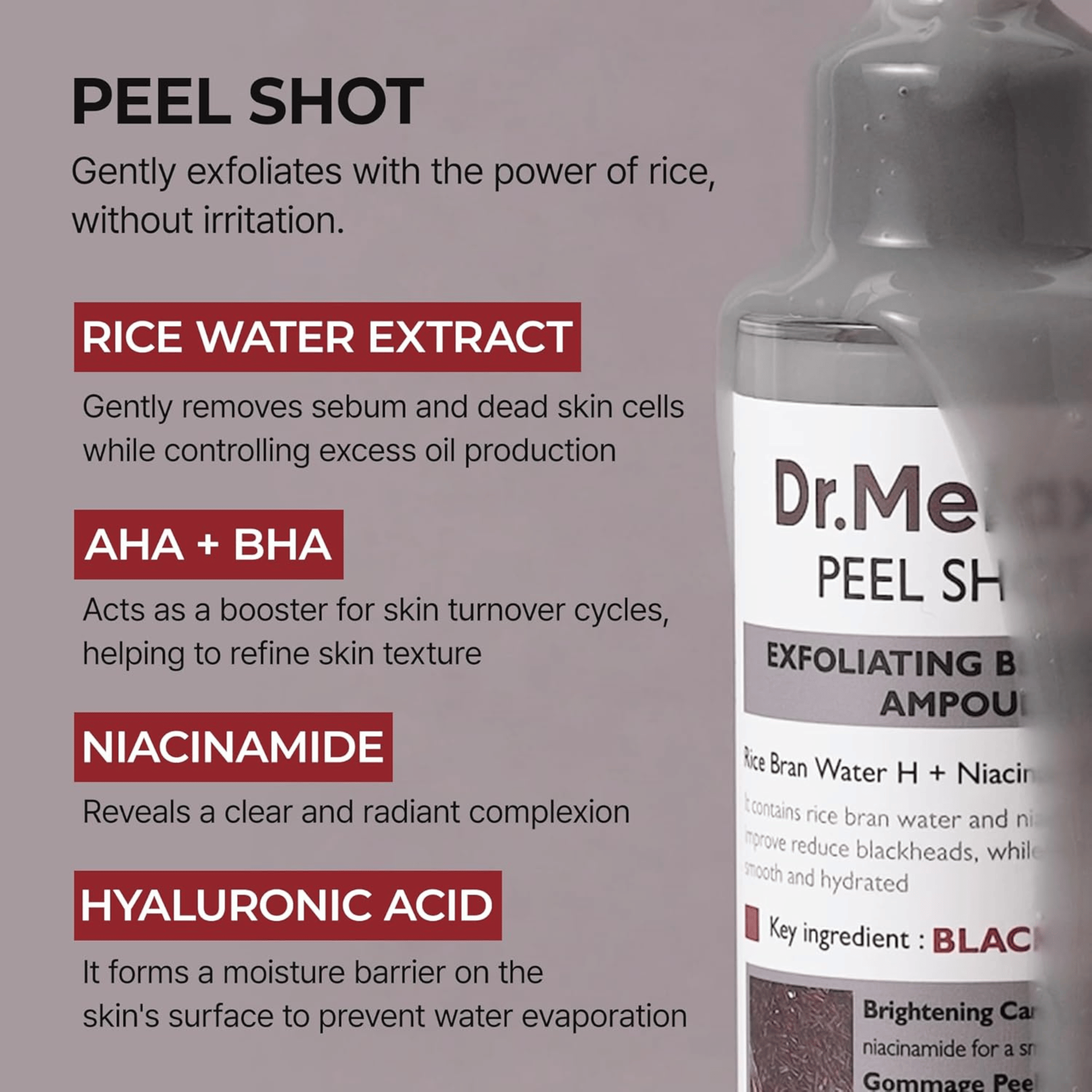Dr.Melaxin Peel Shot Exfoliating Black Rice Ampoule 80ml - cosmadic
