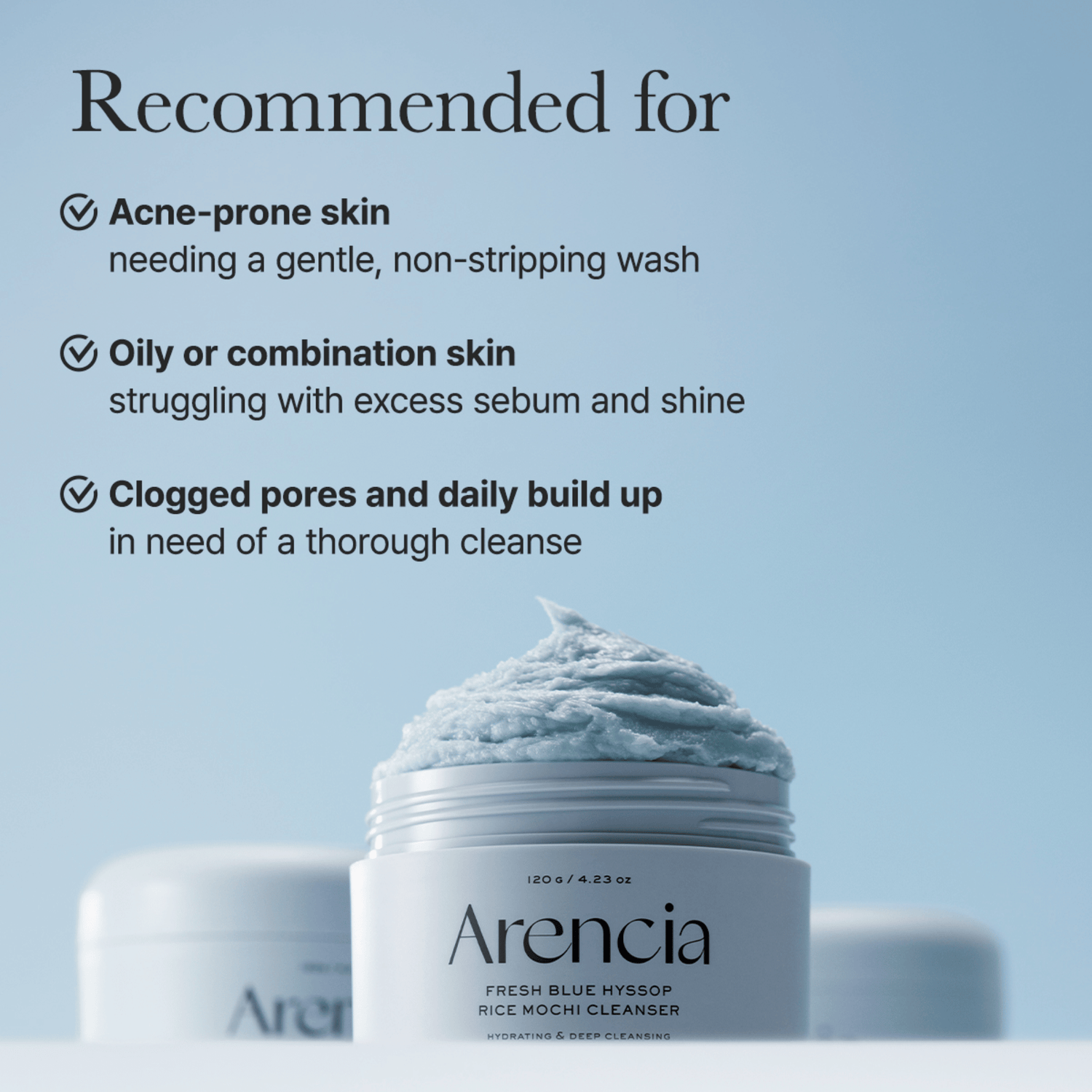 Arencia Fresh Blue Hyssop Rice Mochi Cleanser - cosmadic