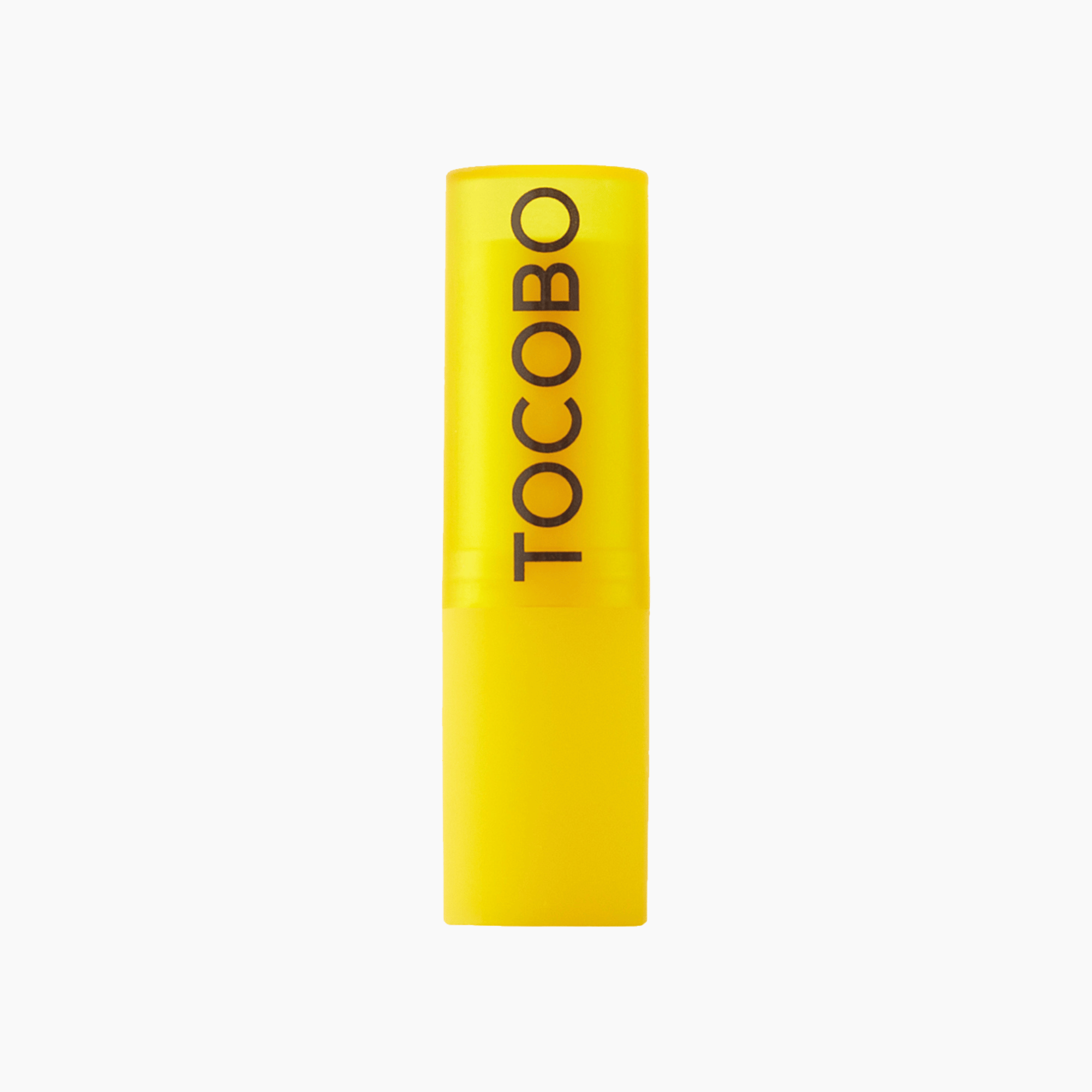 Tocobo Lippenbalsam geschlossen mit gelber Hülse, minimalistisches Design 