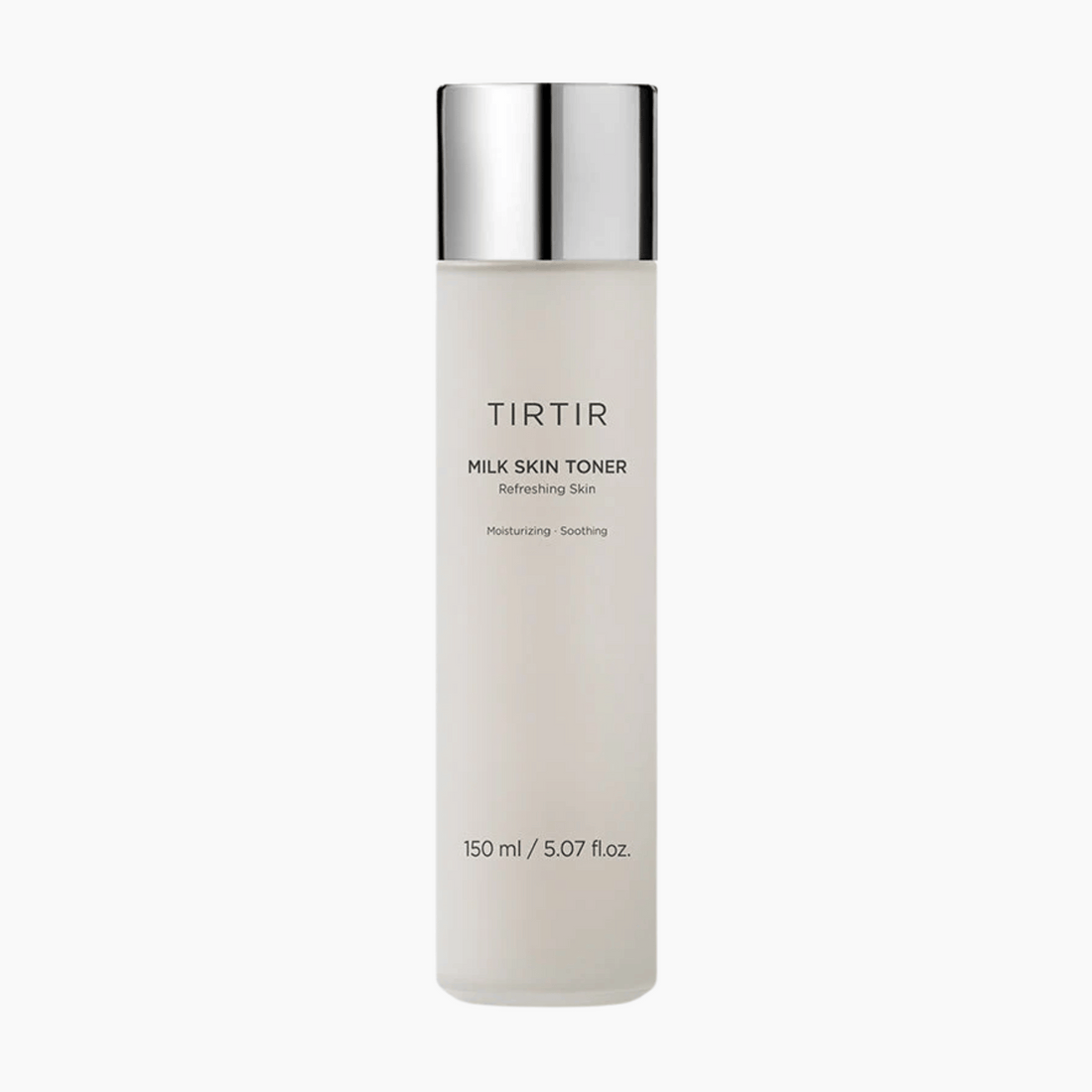 TIRTIR Milk Skin Toner 150ml mit silbernem Deckel auf weißem Hintergrund feuchtigkeitsspendender Toner für empfindliche Haut