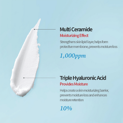 Nahaufnahme der Inhaltsstoffe der Tocobo Ceramide Cream mit Triple Hyaluronic Acid und Multi Ceramide Komplex
