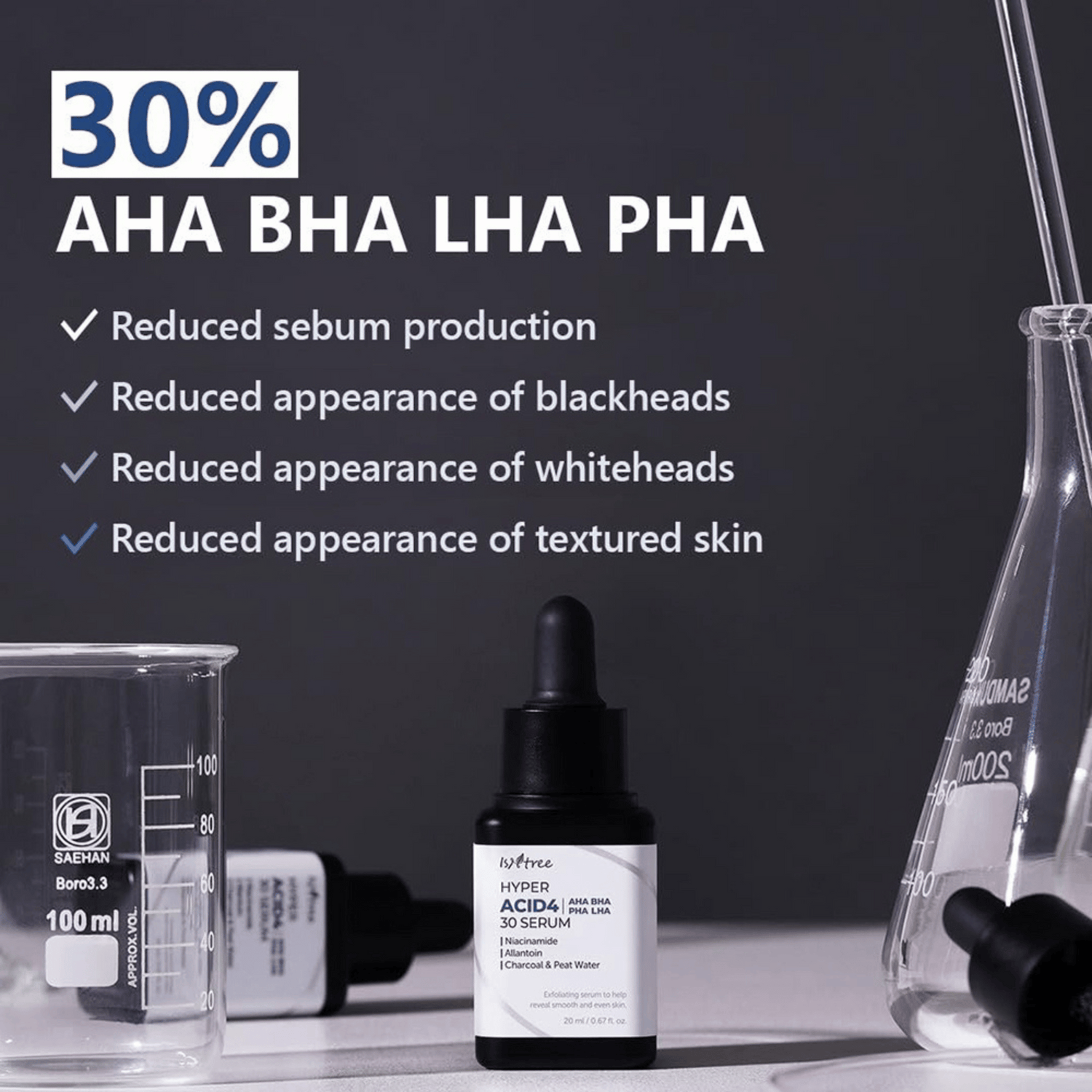 Isntree Hyper Acid4 AHA BHA PHA LHA 30 Serum 20ml - cosmadic