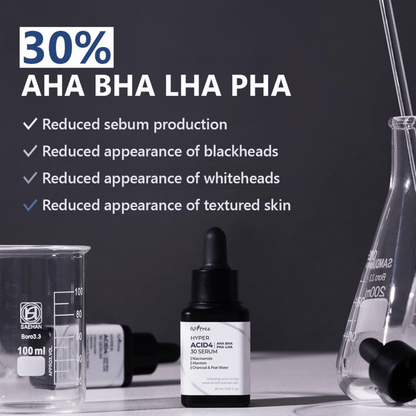 Isntree Hyper Acid4 AHA BHA PHA LHA 30 Serum 20ml - cosmadic