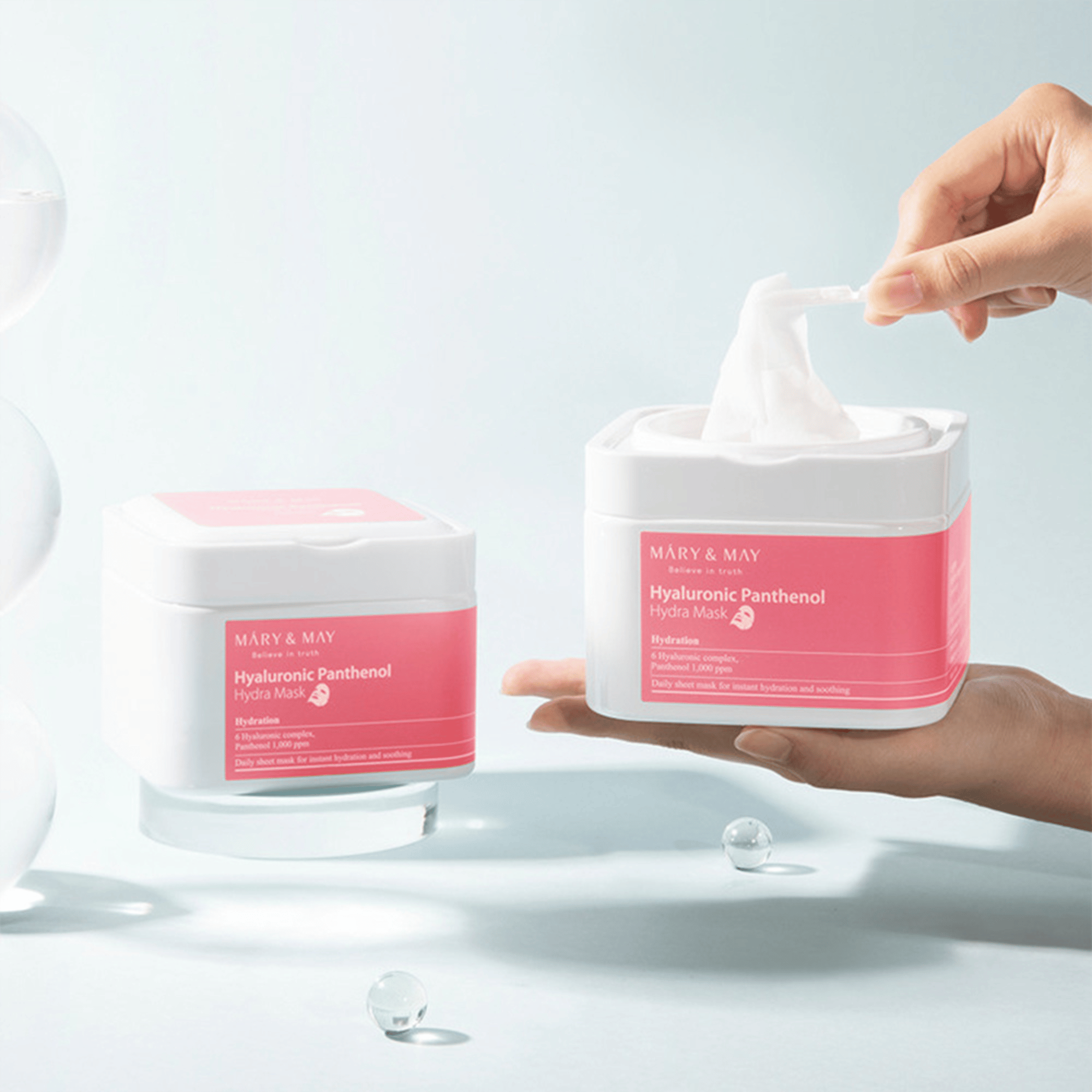 MARY &amp; MAY Hyaluronic Panthenol Hydra Mask 30Stk - cosmadic