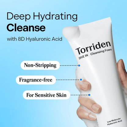 Torriden DIVE-IN Low Molecular Hyaluronic Acid Cleansing Foam 150ml - cosmadic