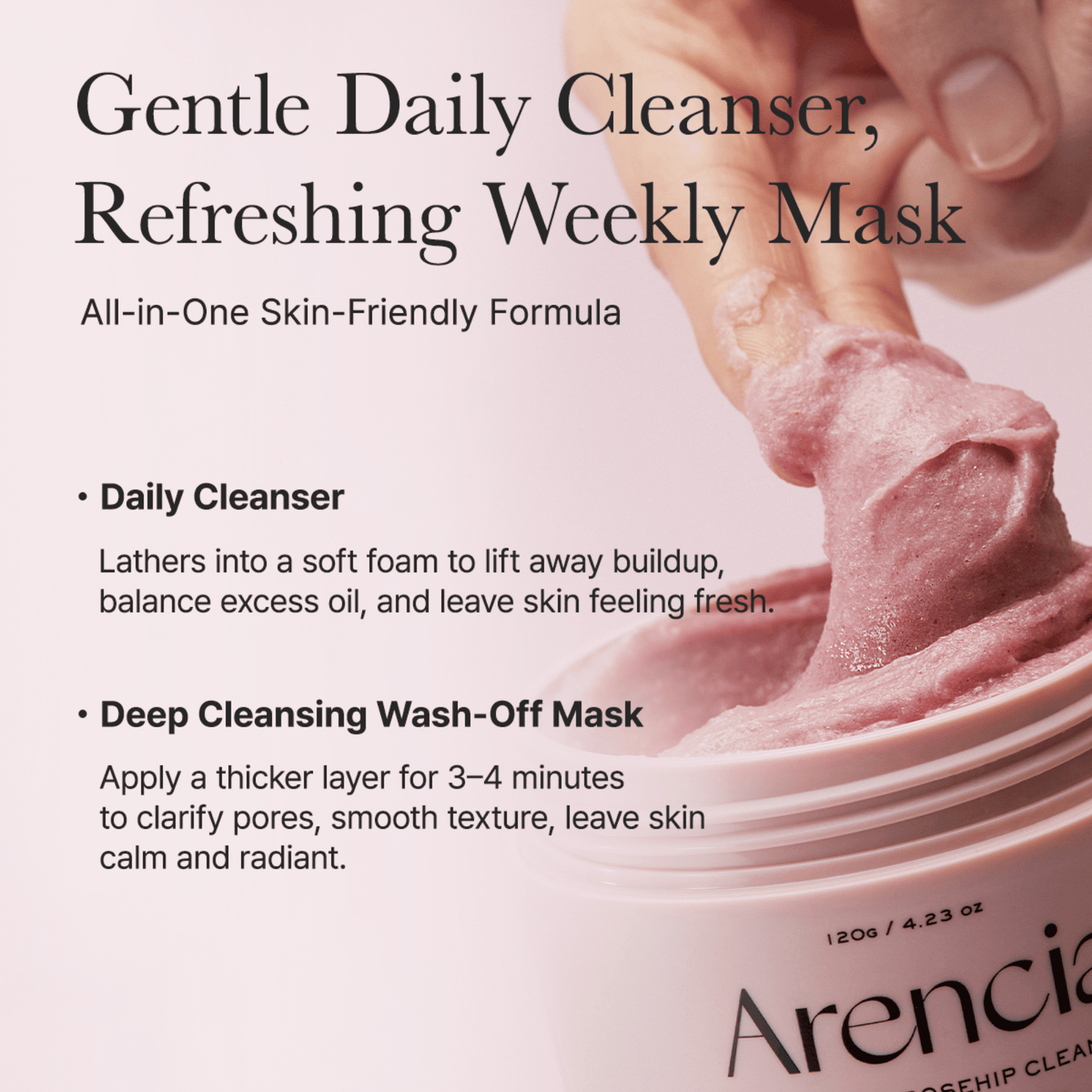 Arencia Fresh Rosehip Rice Mochi Cleanser - cosmadic