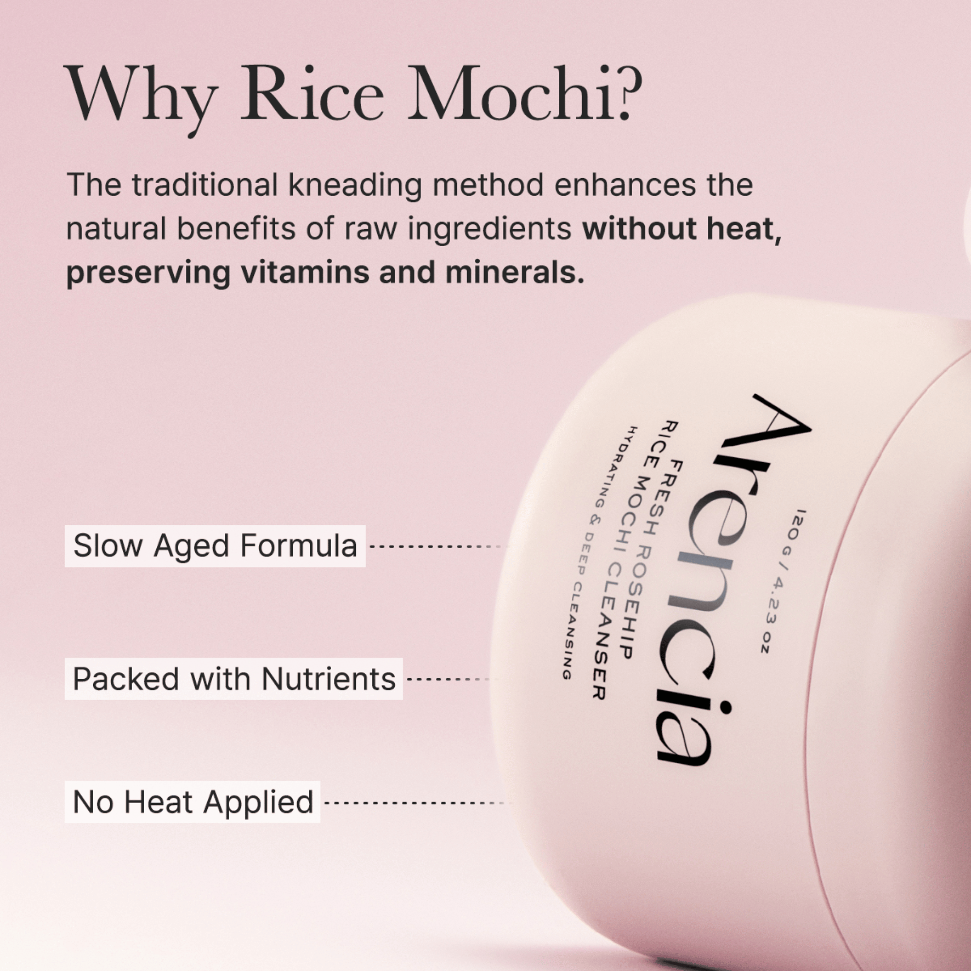 Arencia Fresh Rosehip Rice Mochi Cleanser - cosmadic