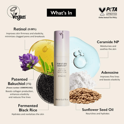 HaruHaru Wonder Black Rice Night Knight Retinol Serum 20ml - cosmadic