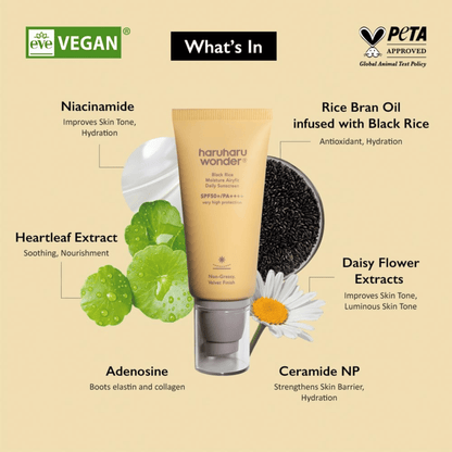 HaruHaru Wonder Black Rice Moisture Airyfit Daily Sunscreen SPF 50+/PA++++ 50ml - cosmadic