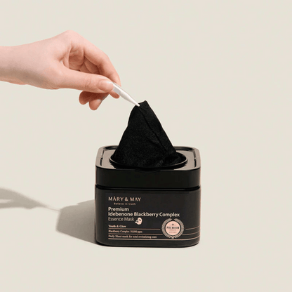 MARY &amp; MAY Premium Idebenone Blackberry Complex Essence Mask 20Stk - cosmadic