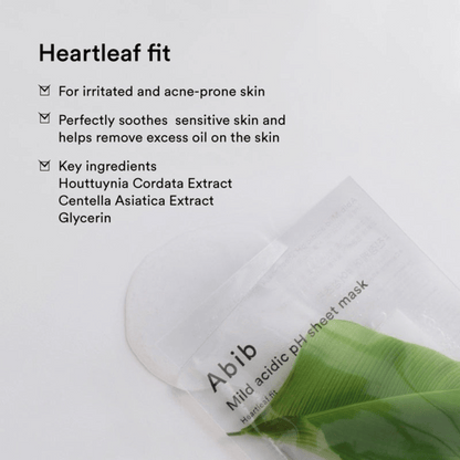 Abib Sheet Mask Heartleaf Fit – milde K-Beauty Tuchmaske mit Centella und Houttuynia zur Beruhigung irritierter Haut